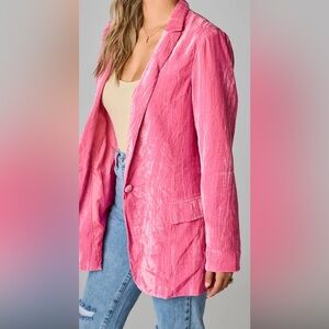 Cozy Casual crush velvet, pink jacket size large